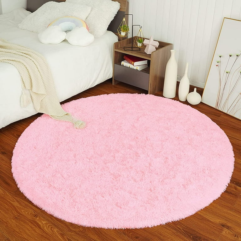 Pink Round Rug For Nursery