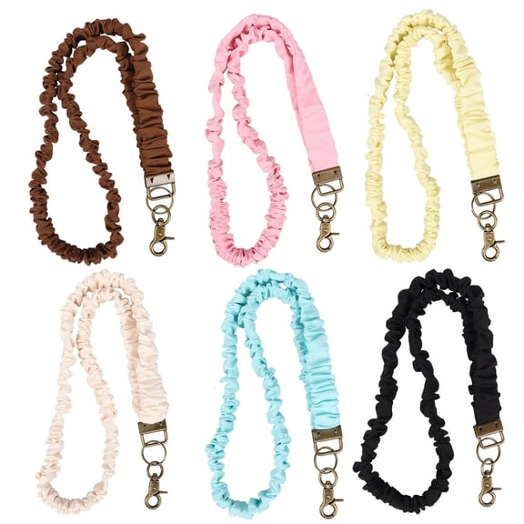 FKSZLL 6 Pcs Stretchy Scrunchie Lanyard Cute Neck Lanyard for ID Badges and Keys Retractable Keychain with Clip for Daily Life