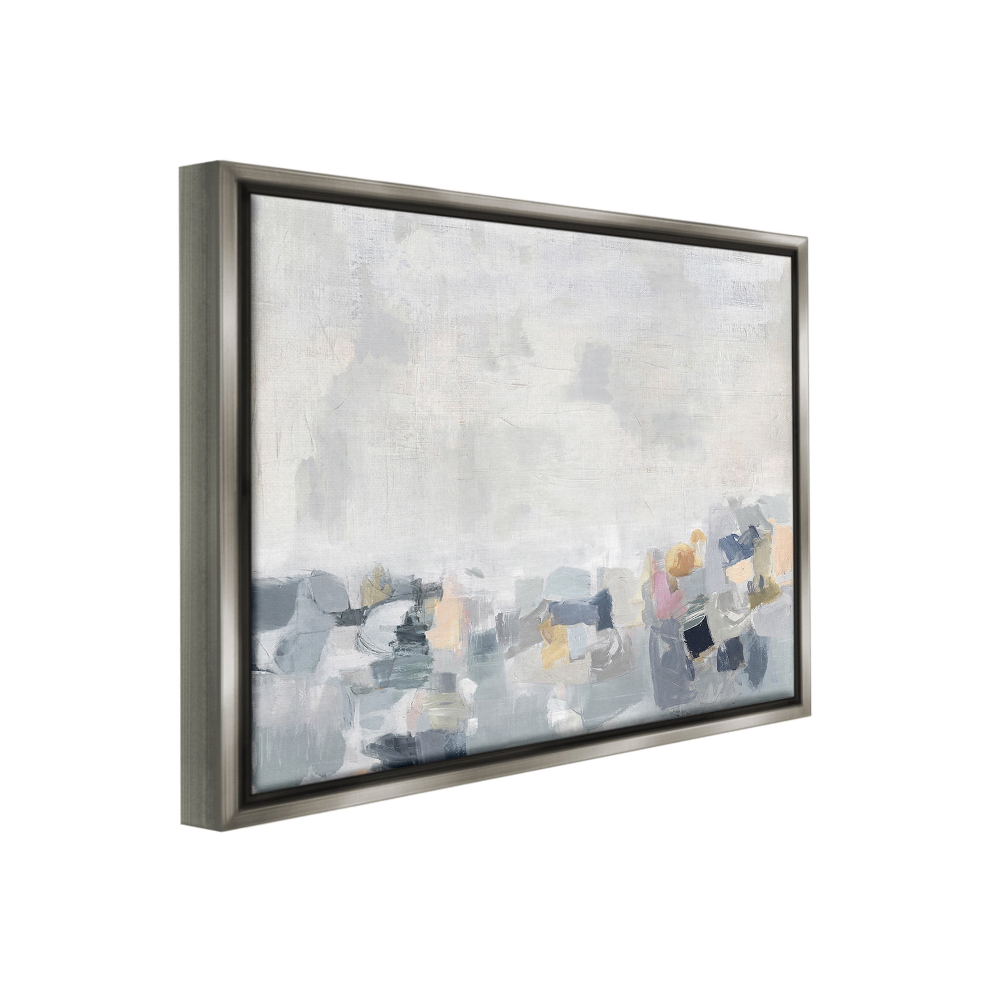 Stupell Industries Grey Modern Landscape Abstract Painting Gray Floater Framed Canvas Art Print Wall Art, 21 x 17