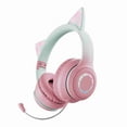 thumbnail image 6 of Ear Glowing Cat Ear Headphones Foldable Over Ear Gaming Headset With Colorful Lights Wireless Earphone With Detachable Microphone 3.5mm Wired Music Headphone Foldable Adjustable, 6 of 6