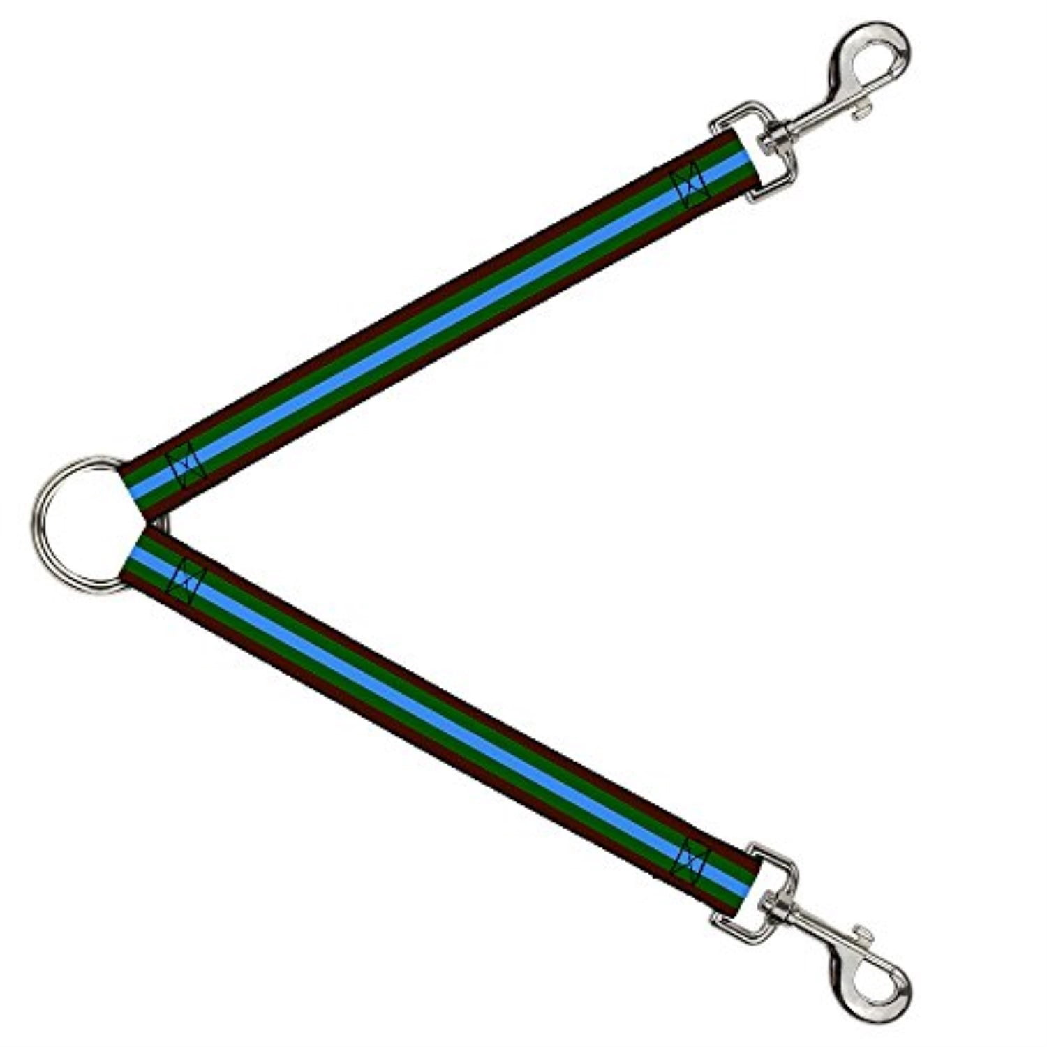 Buckle Down Dog Leash Splitter Stripes Brown Green Baby Blue 1 Foot Long 1 Inch Wide