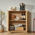 thumbnail image 3 of GZXS Modern Accent Fluted Cabinet with 2 Doors & Adjustable Shelves, Accent Cabinet for Liquor, Utensils & Home Decor (Oak, 31.5"L x 15.75"W x 31.5"H), 3 of 9