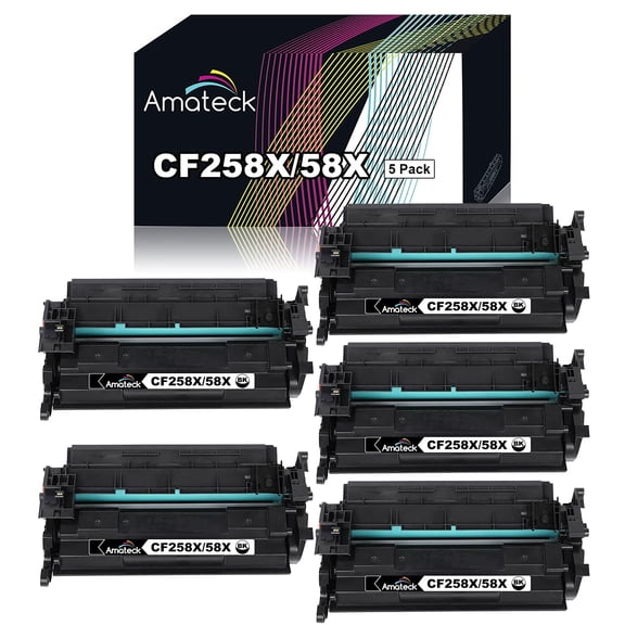 Amateck Compatible Toner Cartridge Replacement for HP CF258X 58X Black 5 Pack for M404dn, M404dw, M404n, MFP M428dw, M428fdn, M428fdw