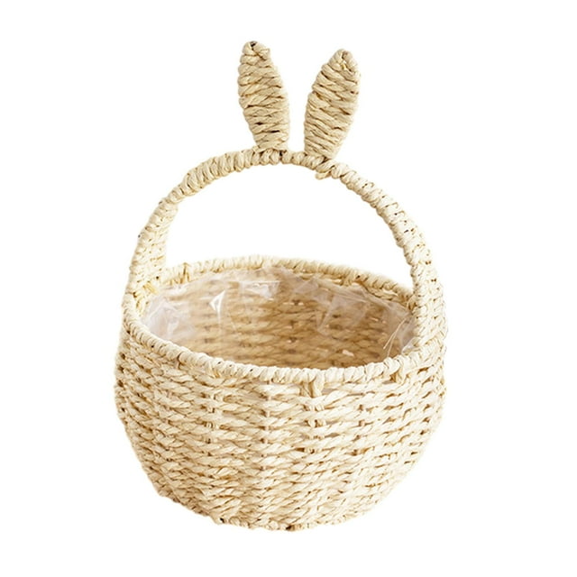 Contenedor portátil de cesta de Pascua con asa, decoración de Pascua, Adorable, multifuncional, 7x11 pulgadas, para uso diario, ligero cuerda de papel