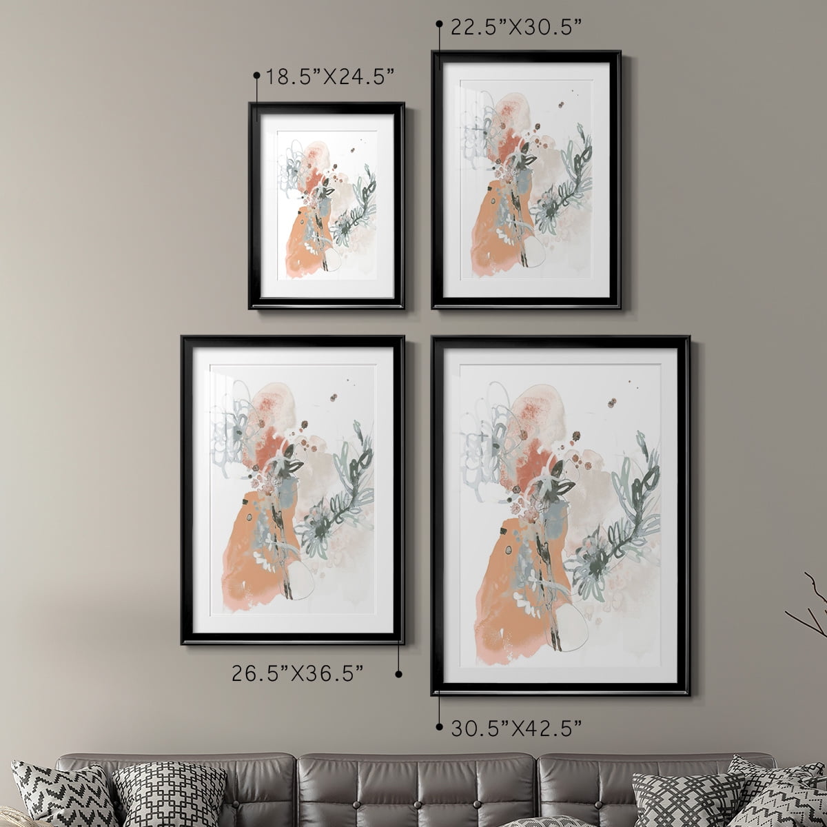 Wexford Home Petal Drift I Premium Framed Print, 18.5" x 24.5" - Ready to Hang, Black (Set of 2)