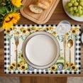 thumbnail image 4 of Sunflowers Placemats Set of 12, Spring Farmhouse Country Truck Leaf Black Plaid Placemats for Dining Table, Place Mats for Kitchen Tabletop, Waterproof Wipeable Dining Table Mats Set, 4 of 9