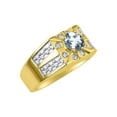 thumbnail image 3 of RYLOS Men's Rings Yellow Gold Plated Silver Designer Starburst 7MM Round Gemstone & Diamond Ring Aquamarine March  Size 13, 3 of 6