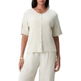 thumbnail image 2 of FOCUSNORM Women Autumn Knit Cardigan Half Sleeve Round Neck Solid Color Button Up Knitwear, 2 of 9