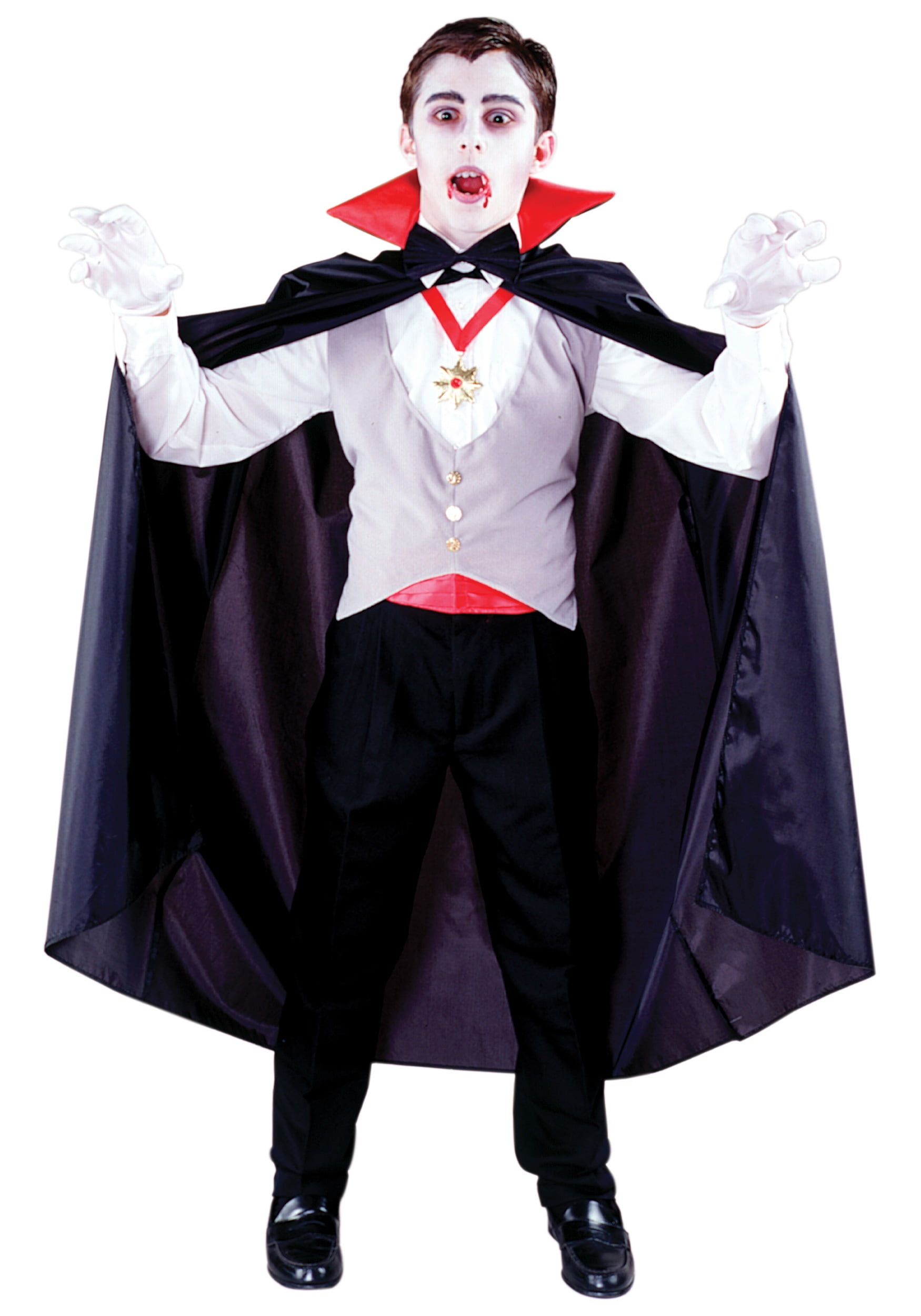 Child Black Vampire Cape with Collar ~ HALLOWEEN VAMPIRE MAGICIAN KID COSTUME 