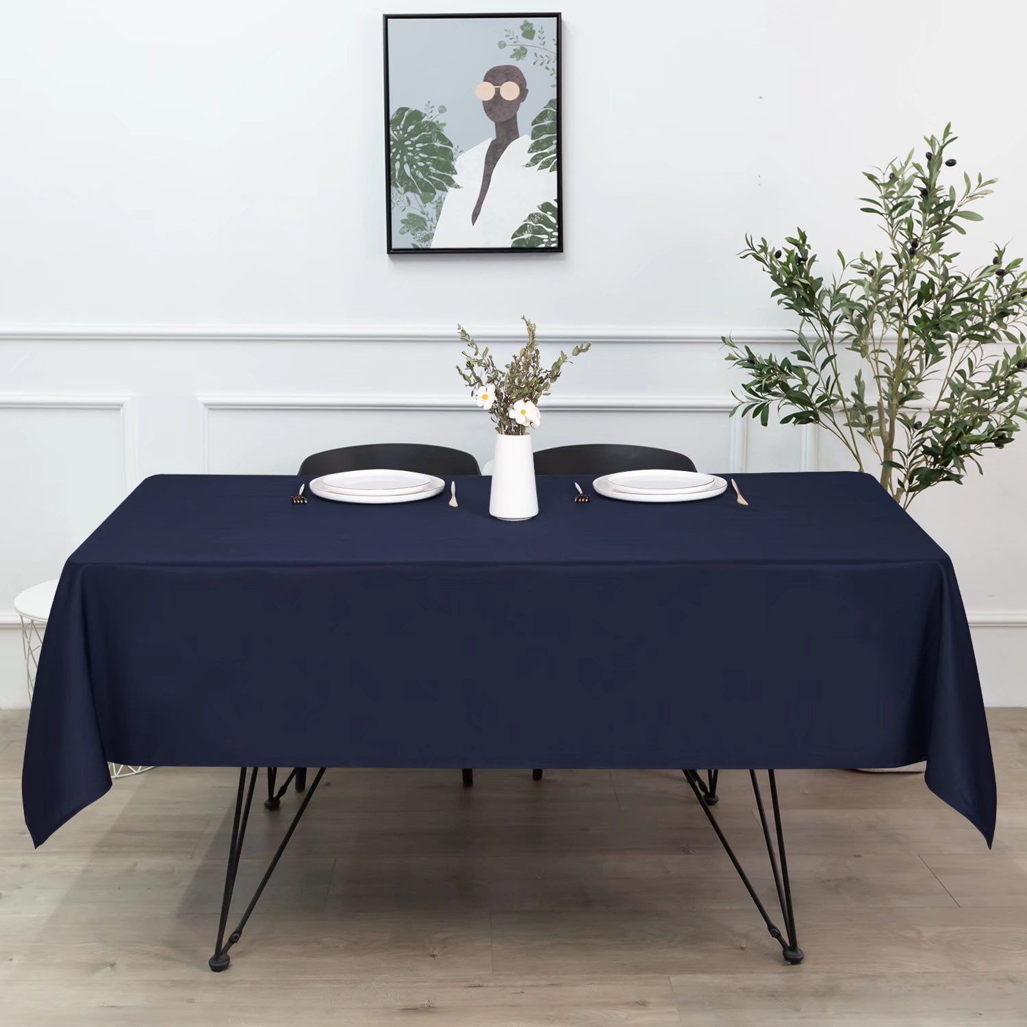 LUSHVIDA Rectangle Tablecloth -60x120 inch Navy- Stain and Water ...