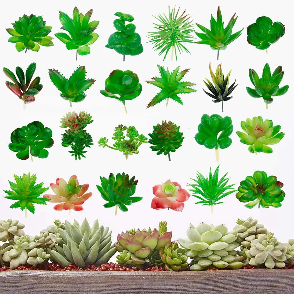 Miuline Artificial Succulent Plants,12 Pack Assorted Faux Succulent Plants Green Unpotted Faux