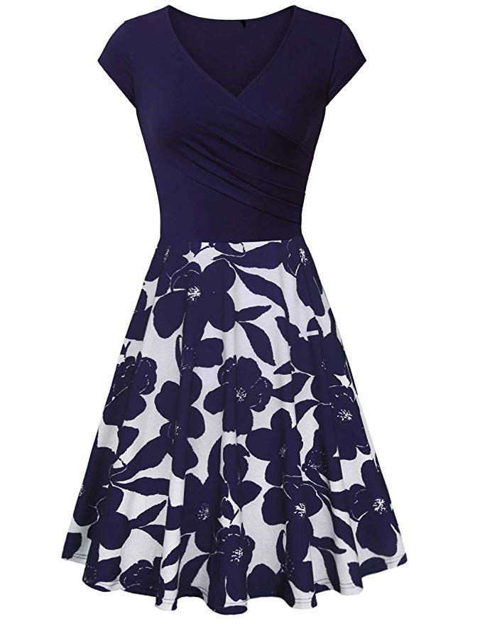 printed high waist and large swing evening dress