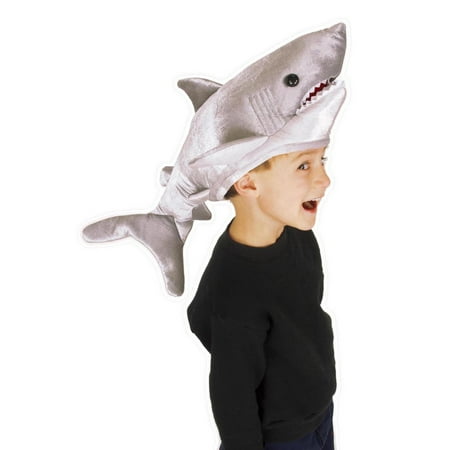 Velvet Grey Shark Puppet Costume Hat Child