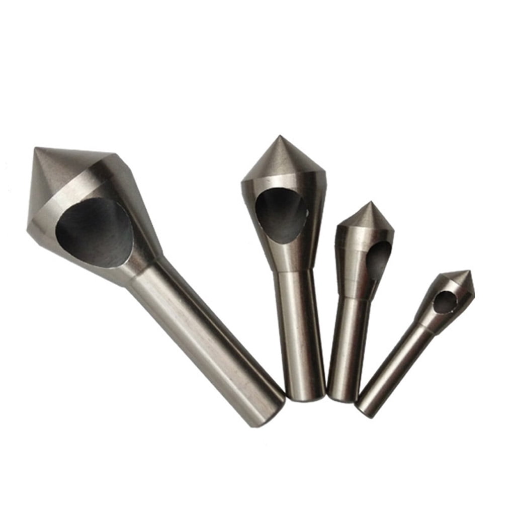 Electronicheart 4pcs Chamfer Countersink Deburring Drill Bit Set Crosshole Cutting Metal Tool