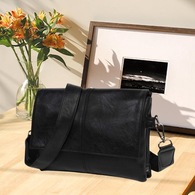 Bolso de hombro para hombre PU Bolso de cuero Crossbody para el trabajo de viajes de negocios al aire libre