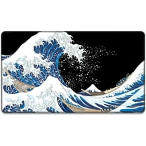 Front Door Mat, 30"x17" Wave Theme Indoor Outdoor Welcome Mat, Heavy Duty Low Profile Anti-Slip Entryway Rug for Home Entrance, Floor, Patio Entry & Mud Room, Japanese Wave Decor Doormat