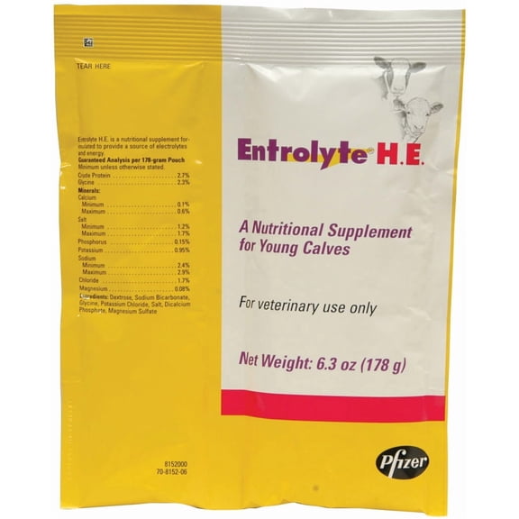 Pfizer Animal Health 8152 Entrolyte He Packets 178 Gram