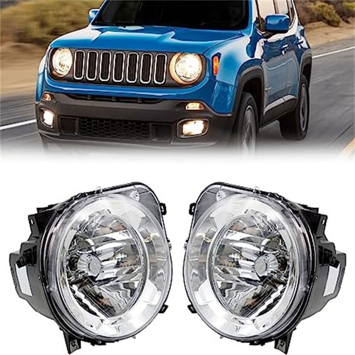 Pair Halogen Headlight Assemblies For 2008-2010 Jeep Grand Cherokee – Chrome Clear, Labwork
