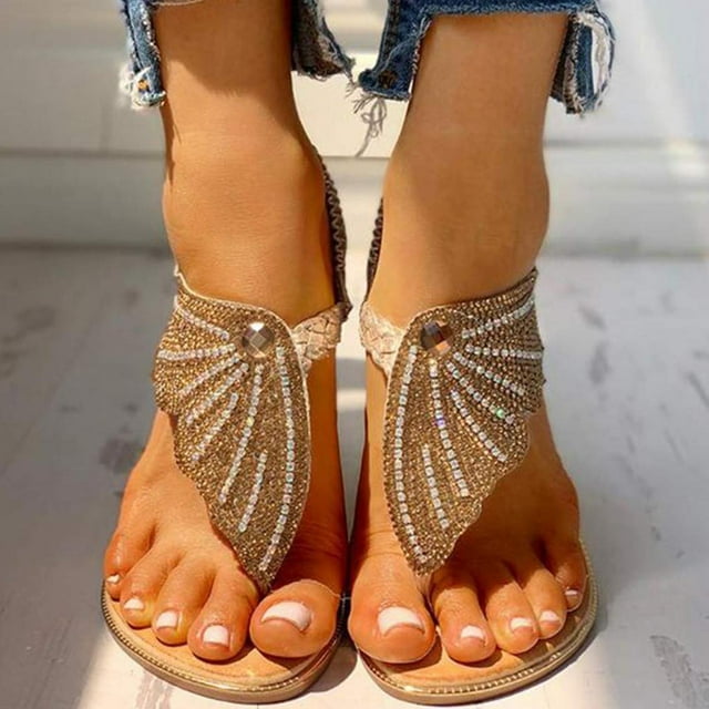 Chanclas de mariposa de cristal para mujer de verano, sandalias, zapatos informales Wmkox8yii nm1565