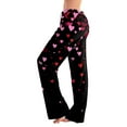 thumbnail image 2 of Resicozy Women's Valentine Pajama Pants Casual Long Pajama Lounge Pants Drawstring Sleepwear Heart Print Design Black M, 2 of 6