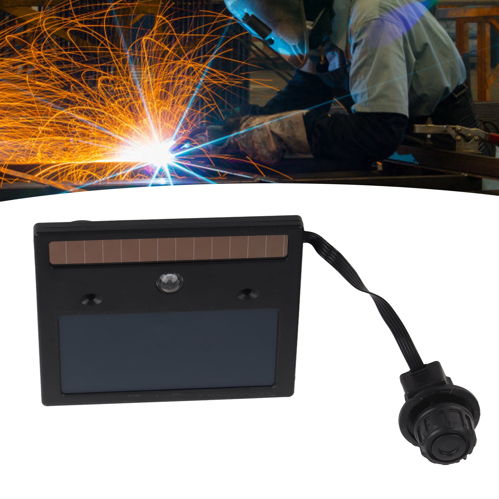 LAZIOEGR Auto Darkening Welding Helmet Lens with Built-in LED Light, Solar Powered Automatic Large View Replacement Accessory for Professional Welders (6.69 inches / 17 cm)