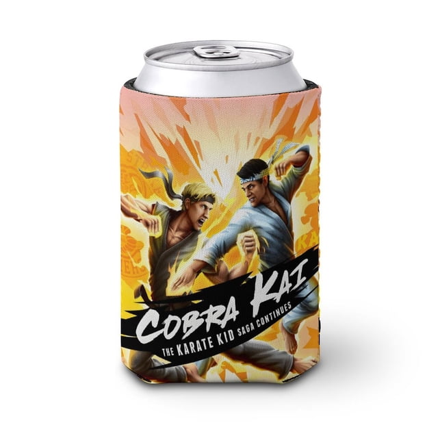 Cobra Kai Funda enfriadora de latas, aislante de bebidas para mantener frías o calientes, funda térmica plegable para latas, portabebidas reutilizable
