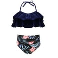 thumbnail image 4 of Michellecmm Matching Family Swimsuits Halter Neck Ruffled Swimsuit Elastic Waist Flower Print Swim Shorts Beach Shorts Summer Beachwear, 4 of 6