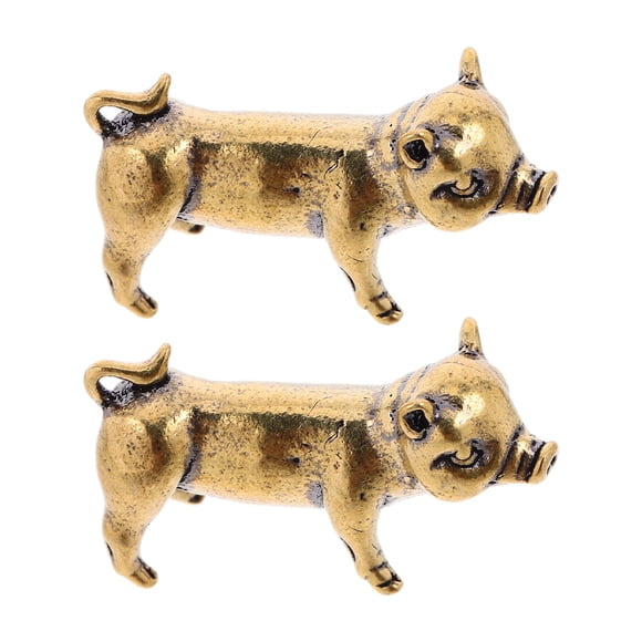 2 piezas Pig Pig Vintage China Zodiac Pig Keychain Decoración de cerdo de escritorio