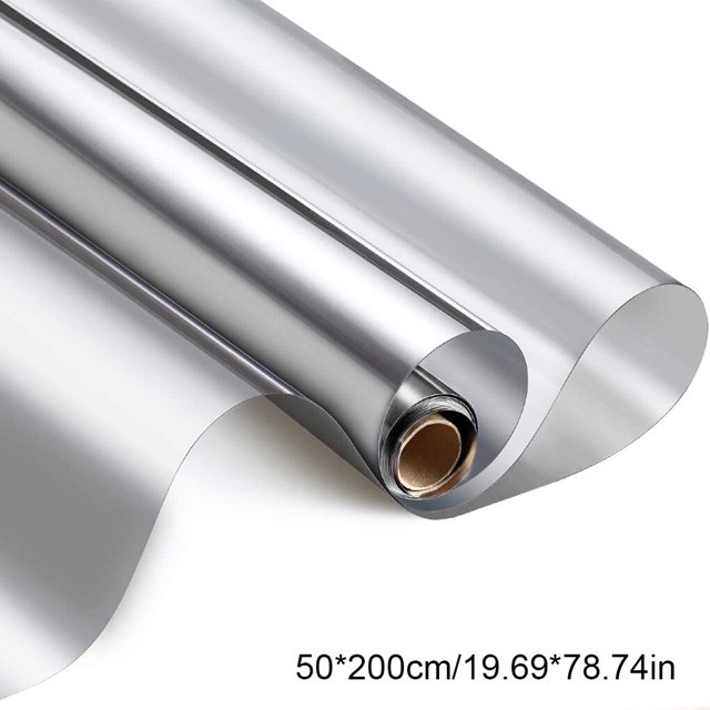 Window Film Privacy Reflective Mirror Film Removable Insulation Mirror Film Privacy Heat Insulation Insulation Mirror Film Privacy Stick, Silver, 50CM x 200CM