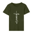 thumbnail image 5 of BVOFAR Womens Casual Jesus Letter Print T-Shirts Round Neck Short Sleeve Christian Tops Holiday Blessed Faith Shirts, 5 of 7