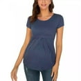 thumbnail image 2 of Dezsed Women's Maternity Tops Short Sleeve Round Neck Front Pleat Peplum Tunic Top Mama Pregnancy Shirts Summer Casual Classic T Shirts for Pregnant Women, 2 of 5