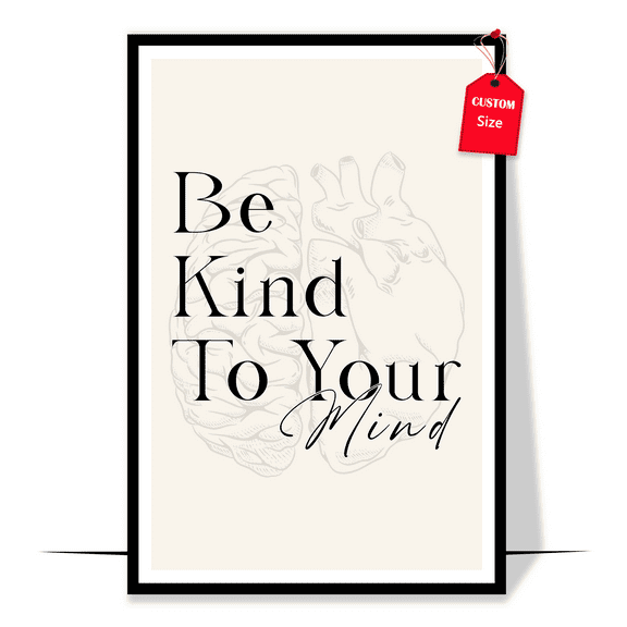 LOLUIS Be Kind To Your Mind Poster, Mental Health Wall Art, Therapy Office Decor, Wall Decor for Counseling Office (Unframed 11"x17")