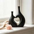 thumbnail image 5 of Heart Shaped Plastic Vase Modern Faux Ceramic Sculptural Decor For Living Room Bedroom Black 9 Inch, 5 of 6