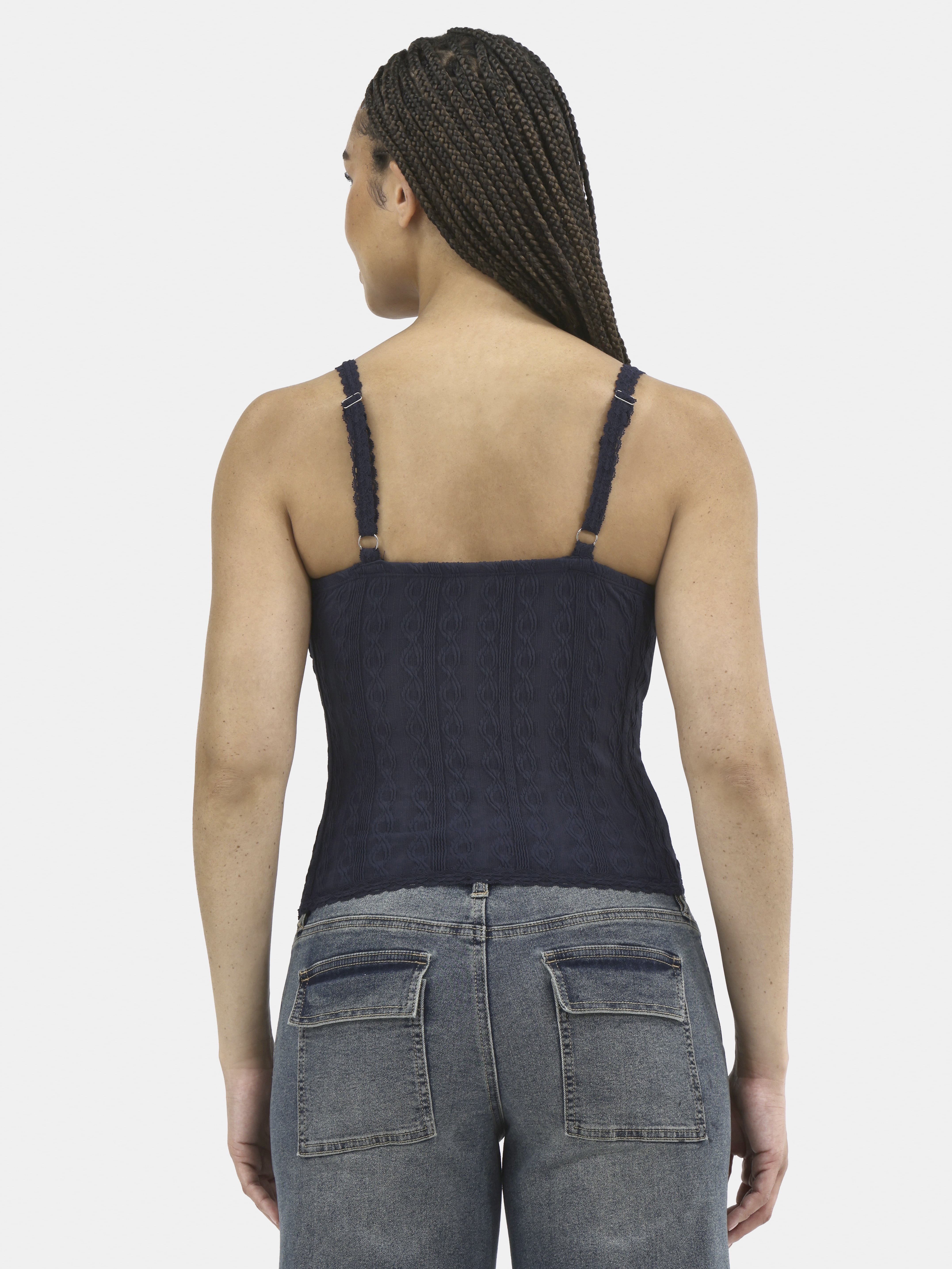 No Boundaries Lace Trim Cami Top, Women's
