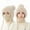 Beige, variant on Women's 3 in 1 Winter Hat Scarf Mask - Fleece Lined Pink Cable Knit with Ear Flaps & Adjustable Drawstring, One Size Cold Weather Accessory