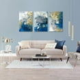 thumbnail image 3 of Ocean Abstract Canvas Art Blue Picture Gold Teal Painting Crashing Waves Artwork 3 Panel Wall Decor for Living Room Ready to Hang12x16in x3, 3 of 7