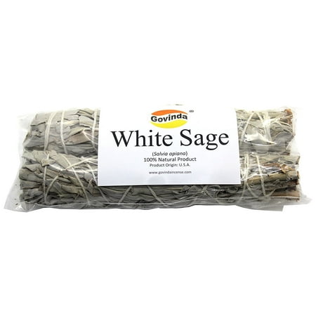 Govinda - Pack of 2 Ceremonial White Sage Smudge Stick, 6 Inch Long