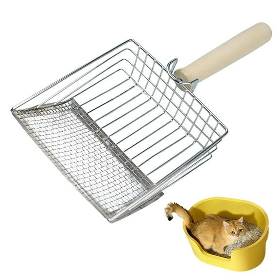 Metal Cat Litter Tool with Long Handle for Easy Cleaning Stainless Steel Washable Pooper Er for Litter Heavy Duty Stand and Efficient Waste Management