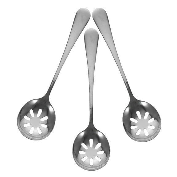 Masteelf 3-Piece Stainless Steel Slotted Serving Spoons Set Perforated Dining Hall Utensils for Serving and Food Preparation