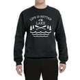 thumbnail image 2 of Wild Bobby, Life Is Better At The Lake, Unisex Crewneck Graphic Sweatshirt, Black, Small, 2 of 4