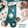 thumbnail image 5 of 6pcs 6 style Crystal Rhinestone Flower Scarf Buckle Ring with ABS Imitation Pearl Alloy Clasp Holder with Enamel for Women Girl Light golden 33~41x24~33x18~26.5mm 1pc/style, 5 of 6