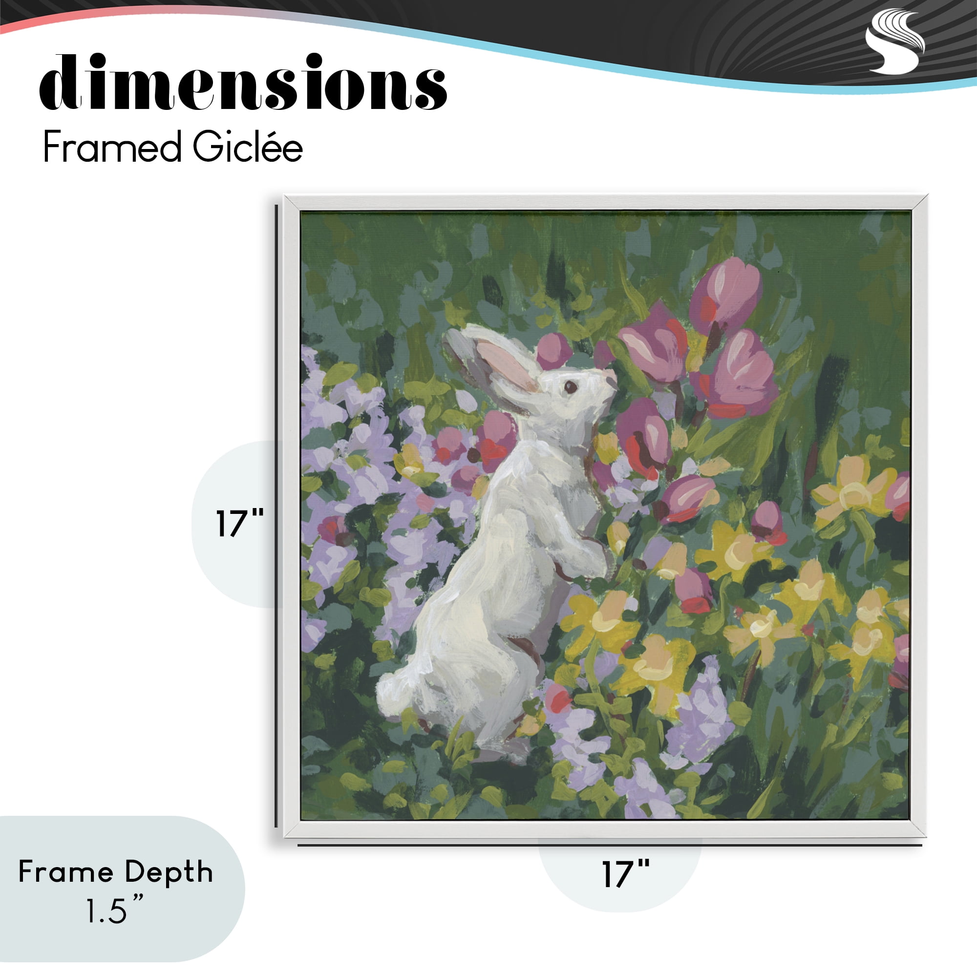 Stupell Industries Bunny in Garden Impression White Framed Giclee Art, design by June Erica Vess