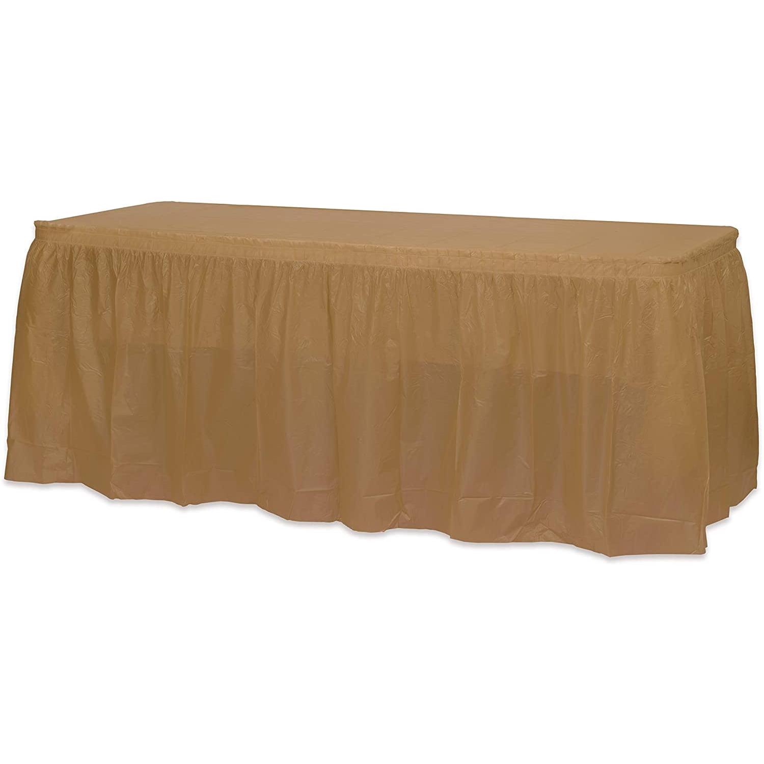 Exquisite 14 Ft. Gold Plastic Table Skirt 6 Count