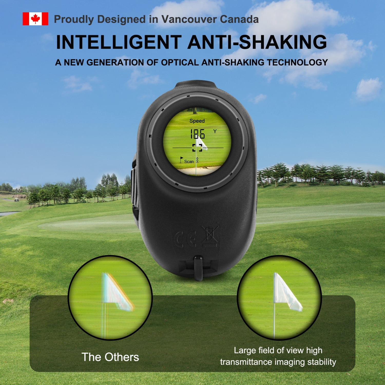 Fetch Falcon LCD Golf Rangefinder (High Precision, Slope Mode with Scan) Pole Flag Locking Vibration (LCD 1200 YD Golf Laser Rangefinder Black)