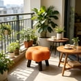 thumbnail image 7 of Hyknon Small Foot Stool Ottoman, Floral Round Faux Leather Wood Leg Foot Rest for Couch, Under Desk Pouf Footstool Footrest for Living Room Bedroom, Entryway Padded Household Seating Stool, Orange, 7 of 7