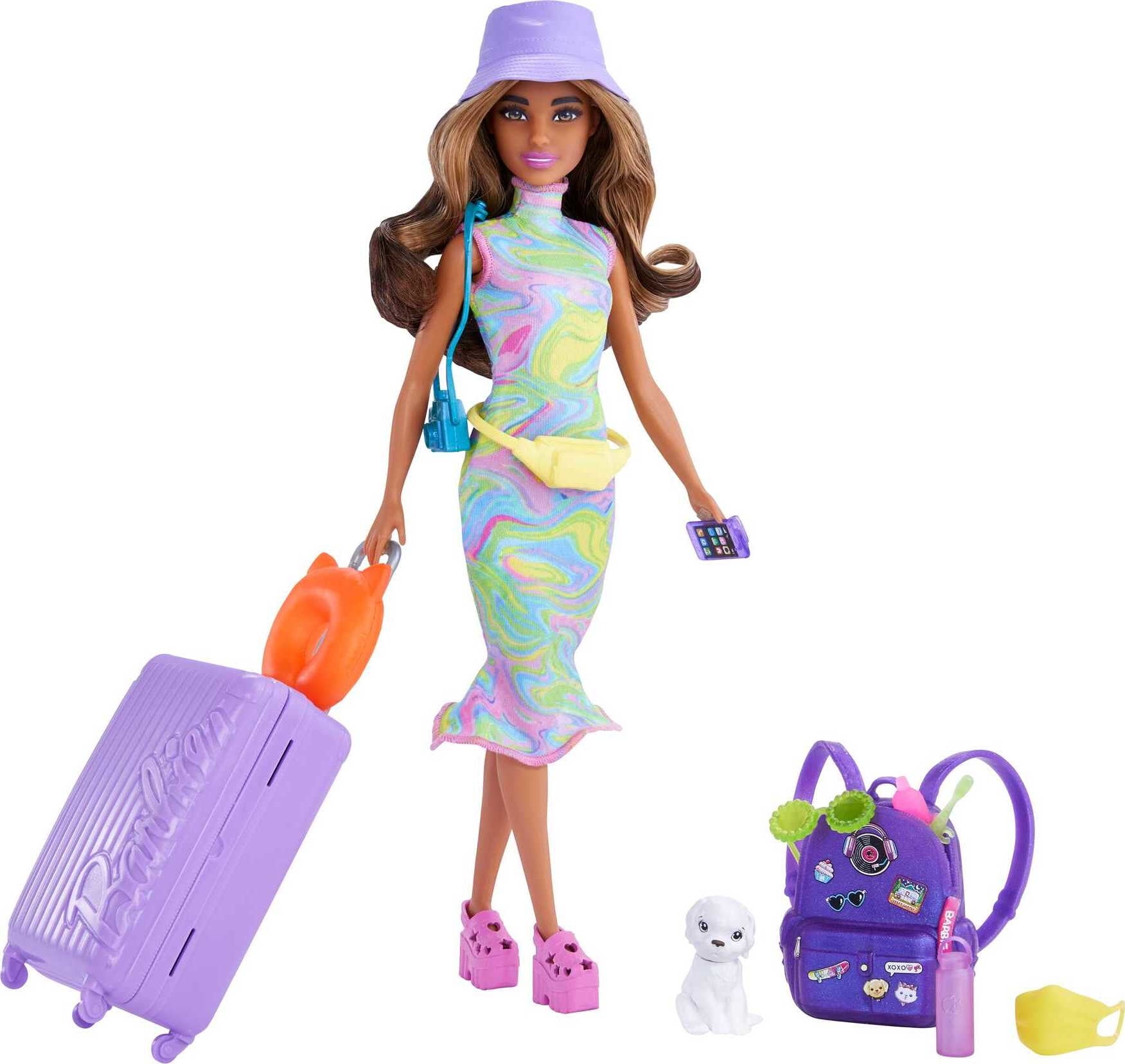 Barbie It Takes Two Teresa Doll and Accessories Travel Set with Working Suitcase, Puppy &10+ Pieces
