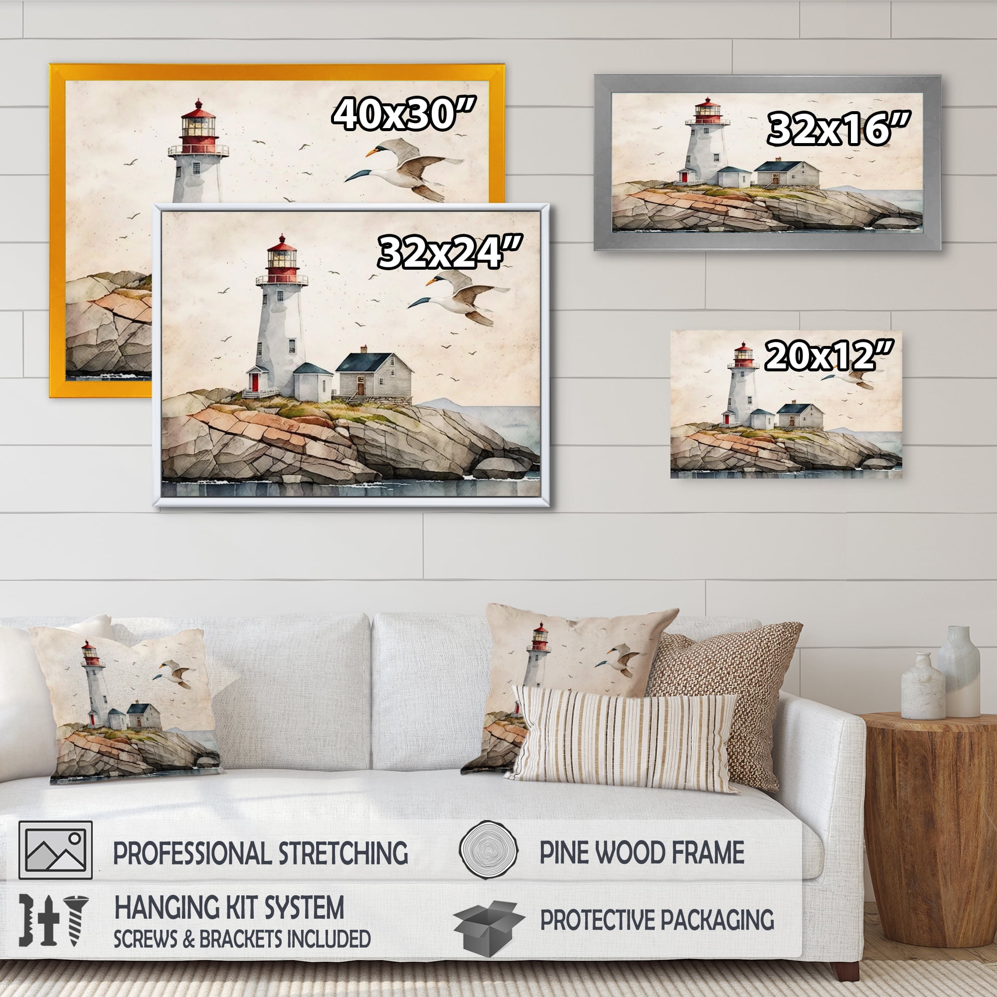Designart Lighthouse By The Ocean II Canvas Wall Art