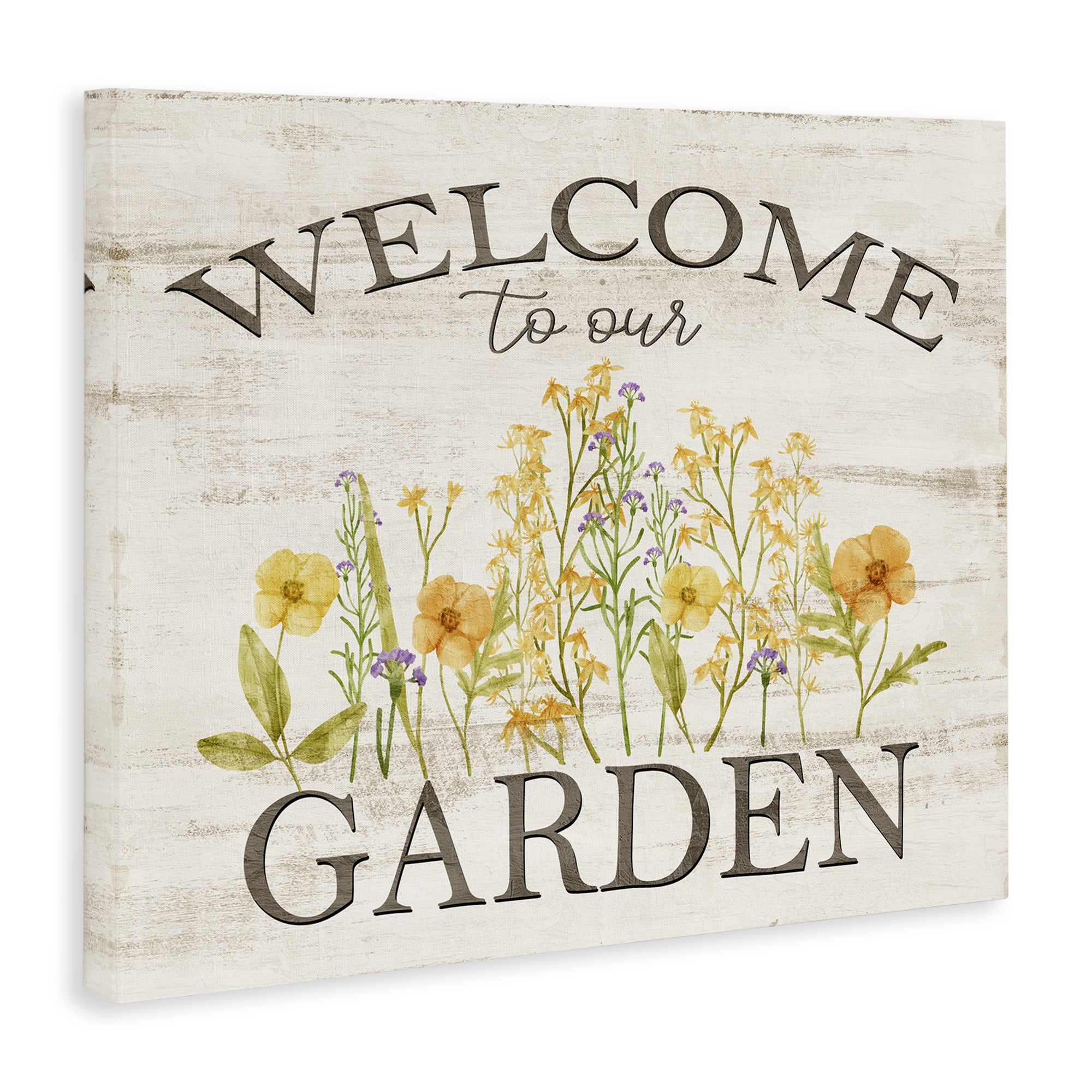 Stupell Industries Welcome To Our Garden Botanical & Floral Painting Gallery Wrapped Canvas Art Print Wall Art, 48 x 36