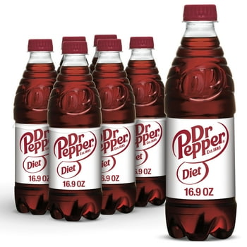 Diet Dr Pepper Soda, .5 L bottles, 6 pack