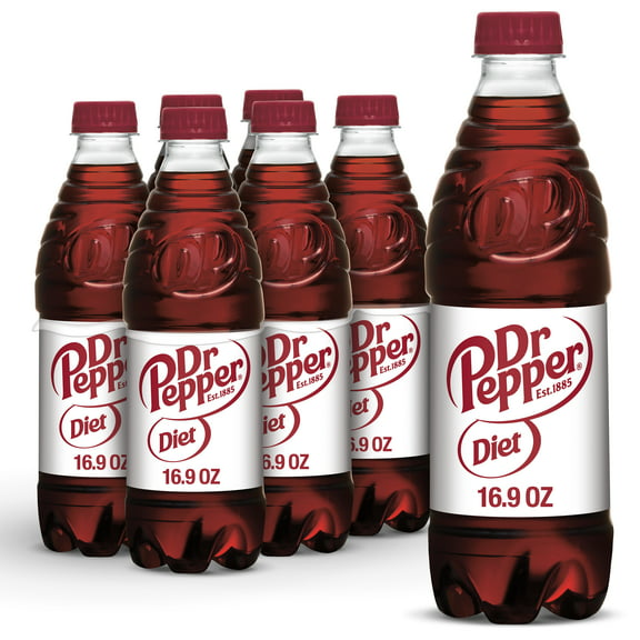Diet Dr Pepper Soda Pop, 16.9 fl oz, 6 Pack Bottles